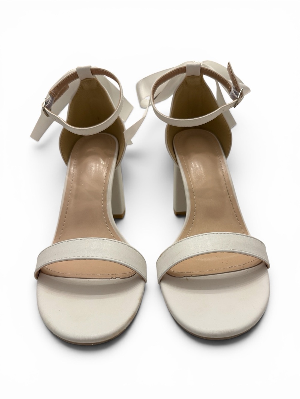 Classic Women's Ankle-Strap Block Heel Sandals in Ivory